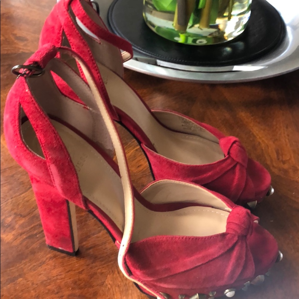 Guess dark red suede heels